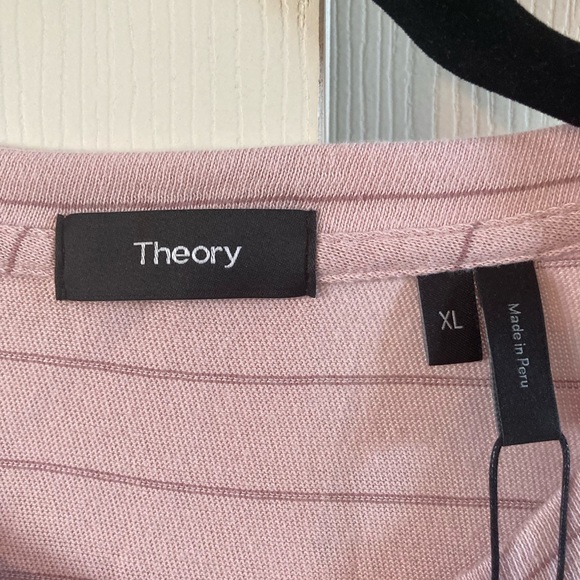 Theory Mens Clean Tee Viola/Light Plum Striped Short Sleeve Tee - Picture 2 of 7